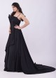 Designer Black Gown with Side Trail